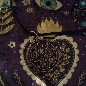 Pewter Gothic Cat Pendant Necklace